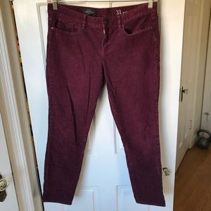 J. Crew | Cabernet Toothpick/Ankle-cut Corduroys